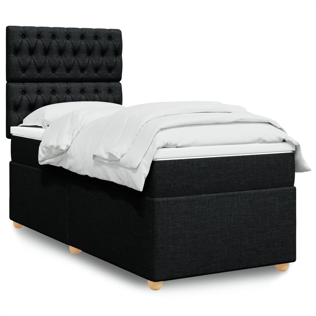 Sommier à lattes de lit avec matelas Noir 100x200 cm Tissu - XIOS
