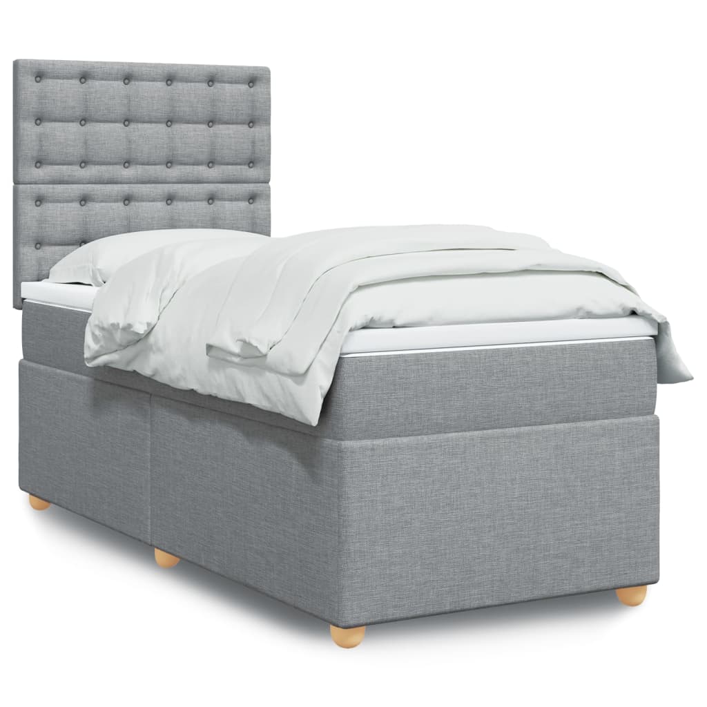 Sommier à lattes de lit avec matelas Gris clair 100x200cm Tissu - XIOS