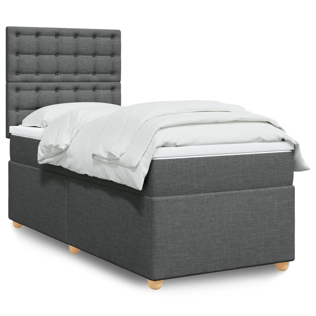 Sommier à lattes de lit avec matelas Gris foncé 100x200cm Tissu - XIOS