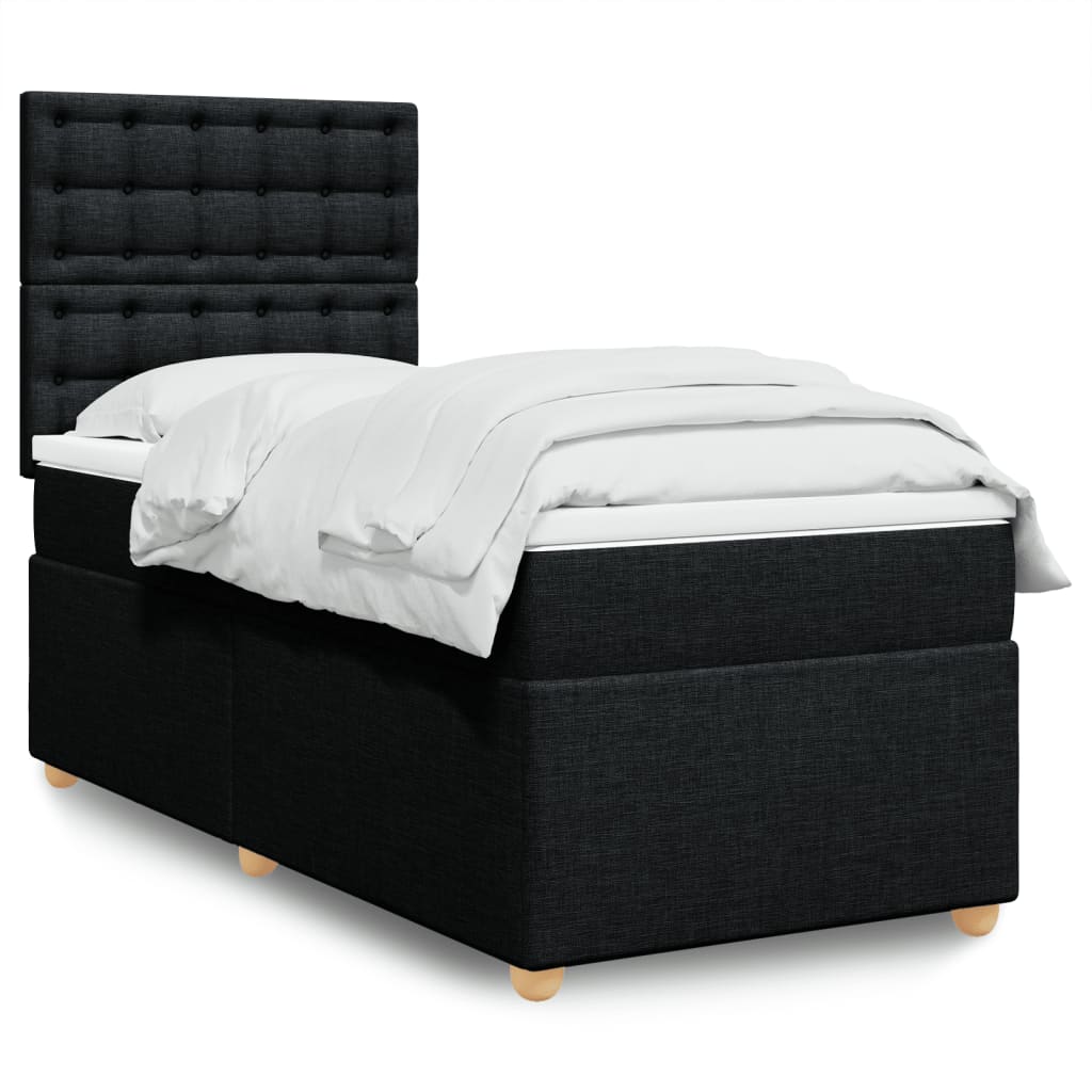 Sommier à lattes de lit avec matelas Noir 100x200 cm Tissu - XIOS