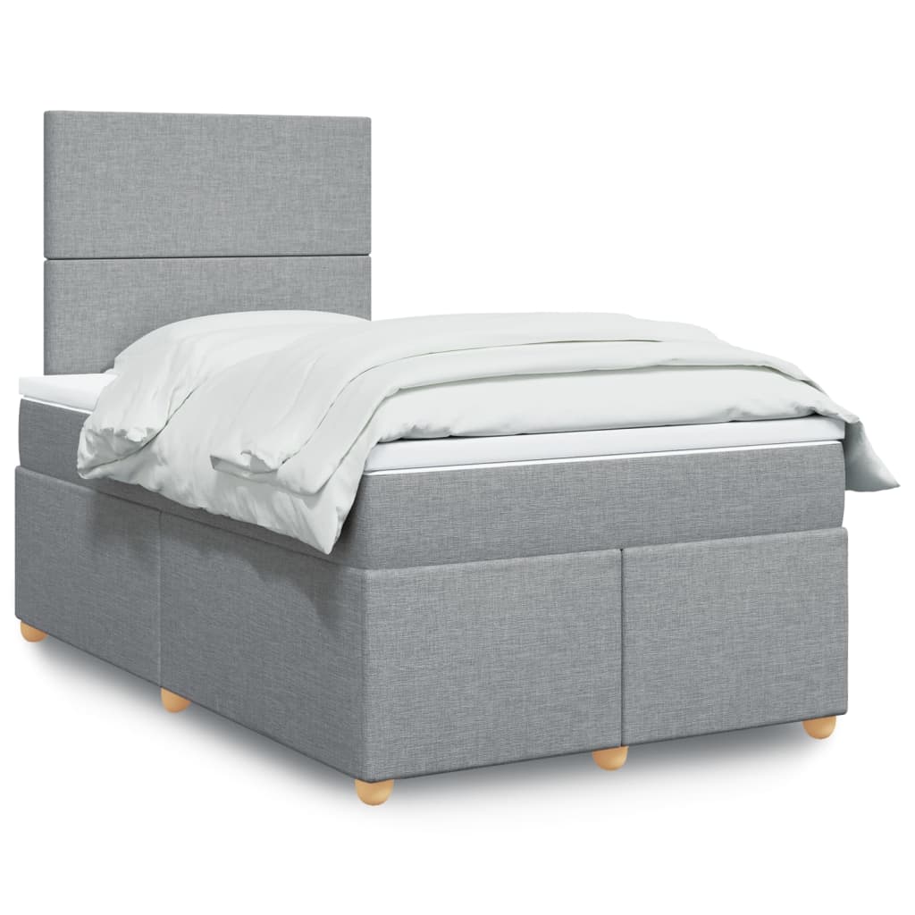 Sommier à lattes de lit et matelas gris clair 120x190 cm tissu - XIOS