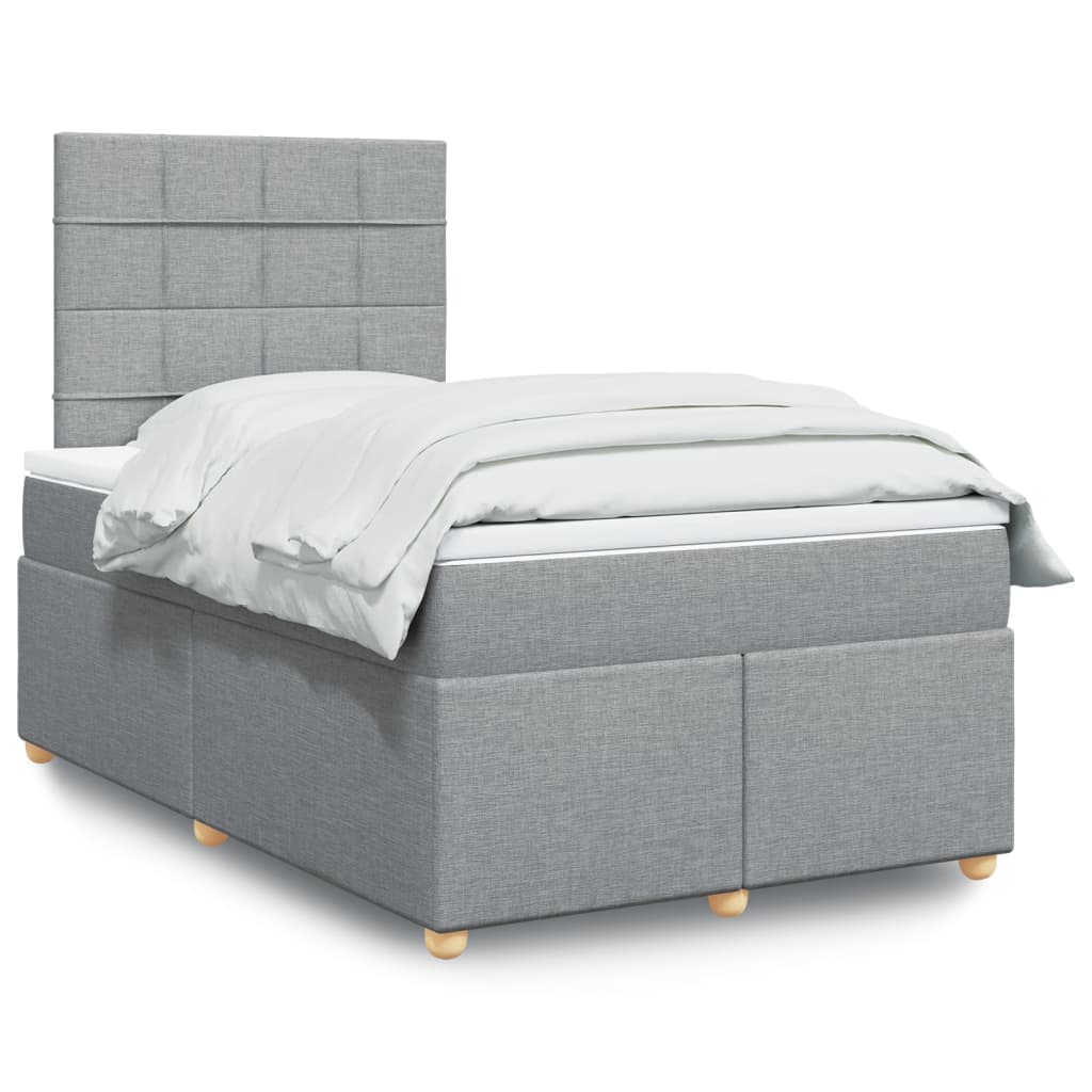 Sommier à lattes de lit et matelas gris clair 120x190 cm tissu - XIOS