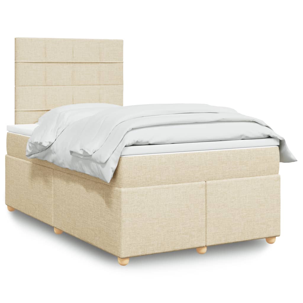 Sommier à lattes de lit avec matelas crème 120x190 cm tissu - XIOS