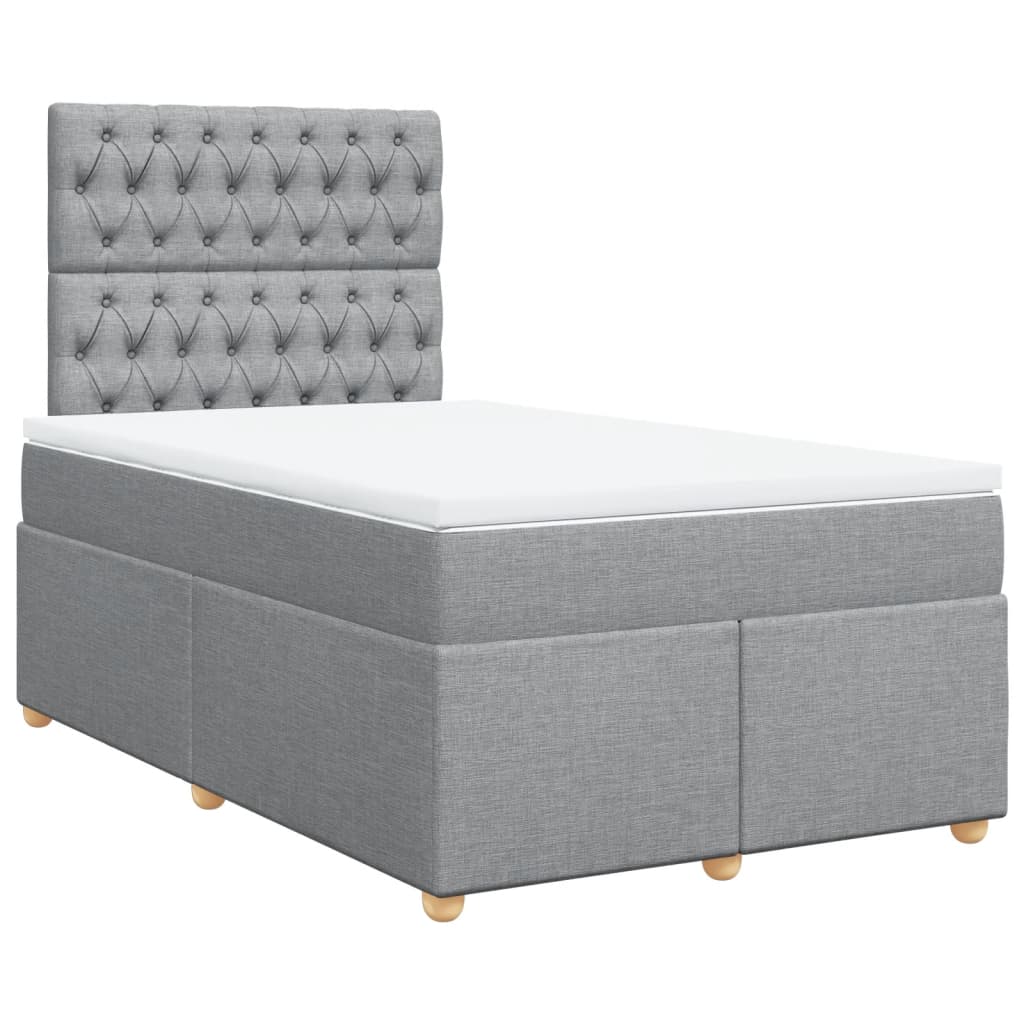 Sommier à lattes de lit et matelas gris clair 120x190 cm tissu - XIOS