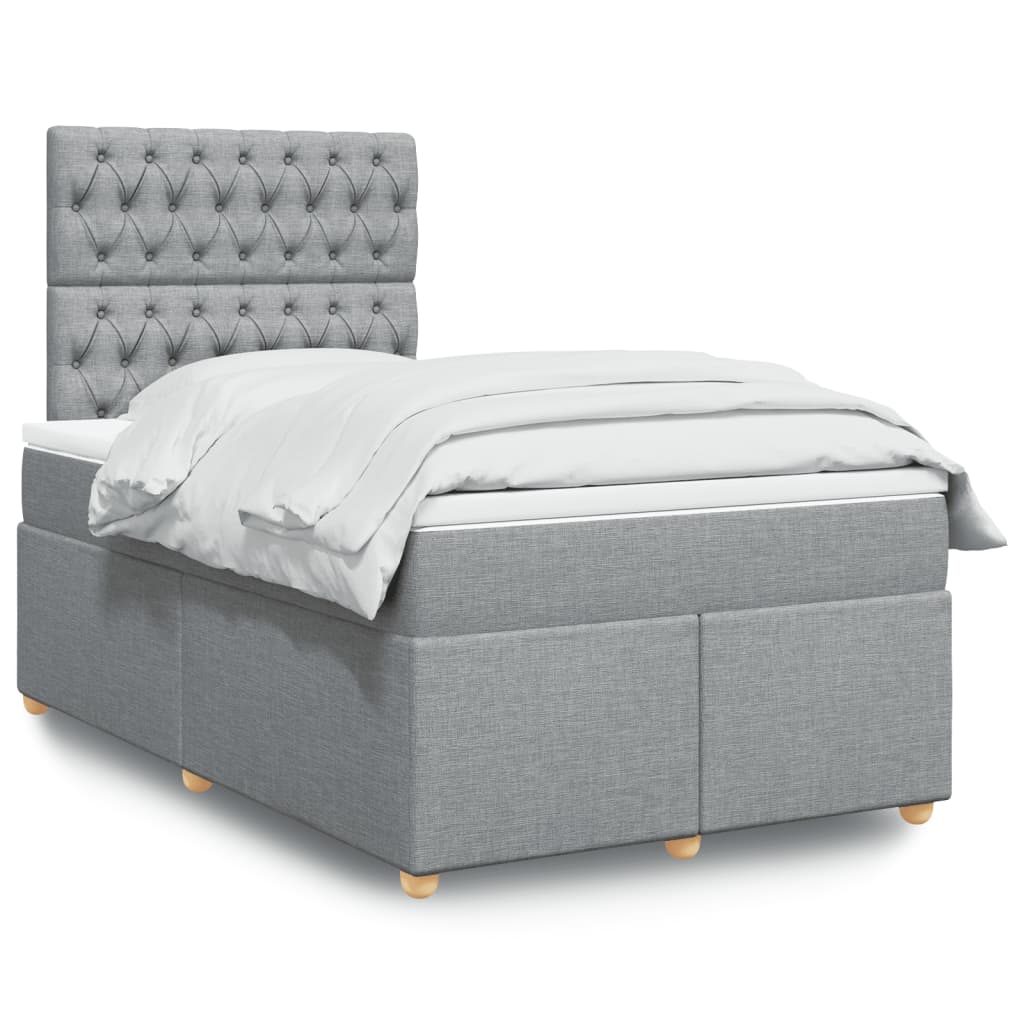 Sommier à lattes de lit et matelas gris clair 120x190 cm tissu - XIOS