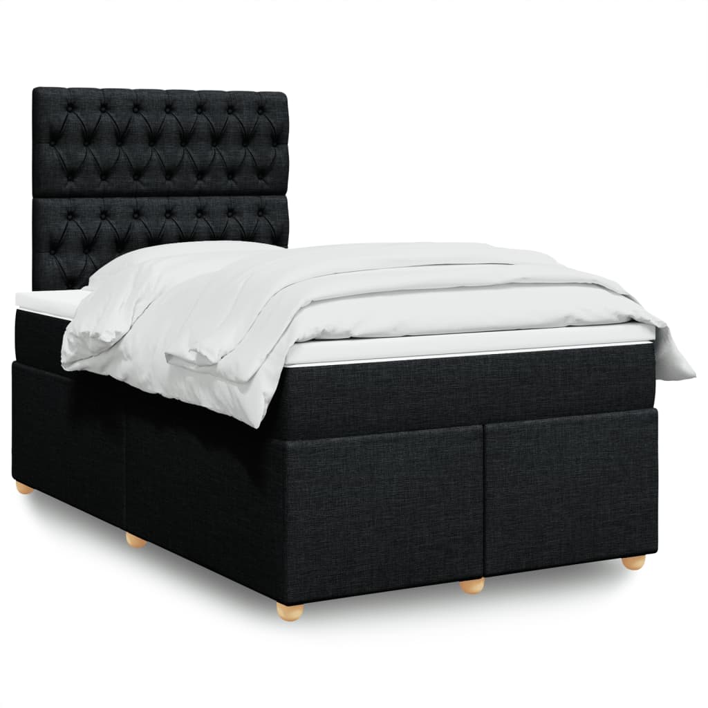 Sommier à lattes de lit avec matelas noir 120x190 cm tissu - XIOS
