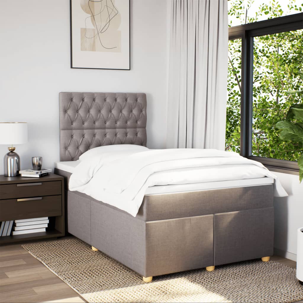 Sommier à lattes de lit avec matelas taupe 120x190 cm tissu - XIOS