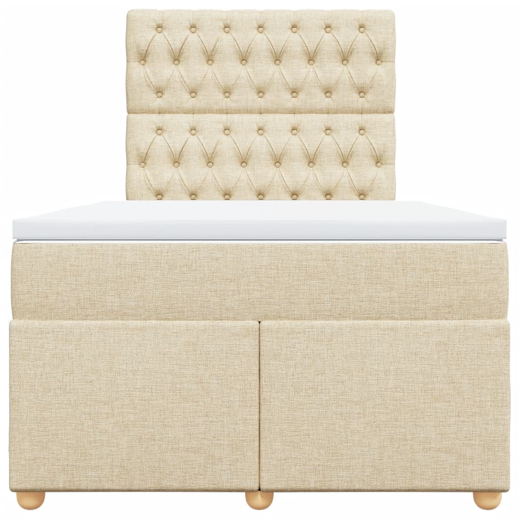 Sommier à lattes de lit avec matelas crème 120x190 cm tissu