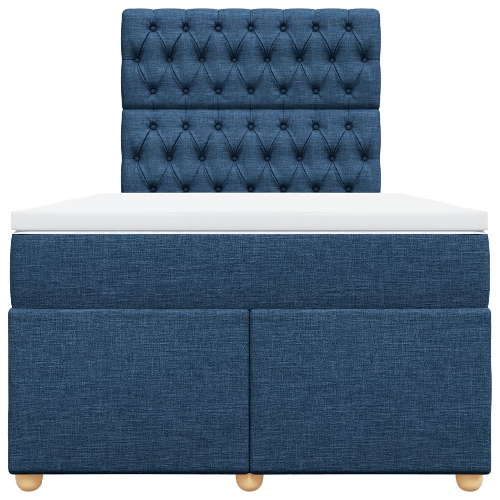 Sommier à lattes de lit avec matelas bleu 120x190 cm tissu - XIOS