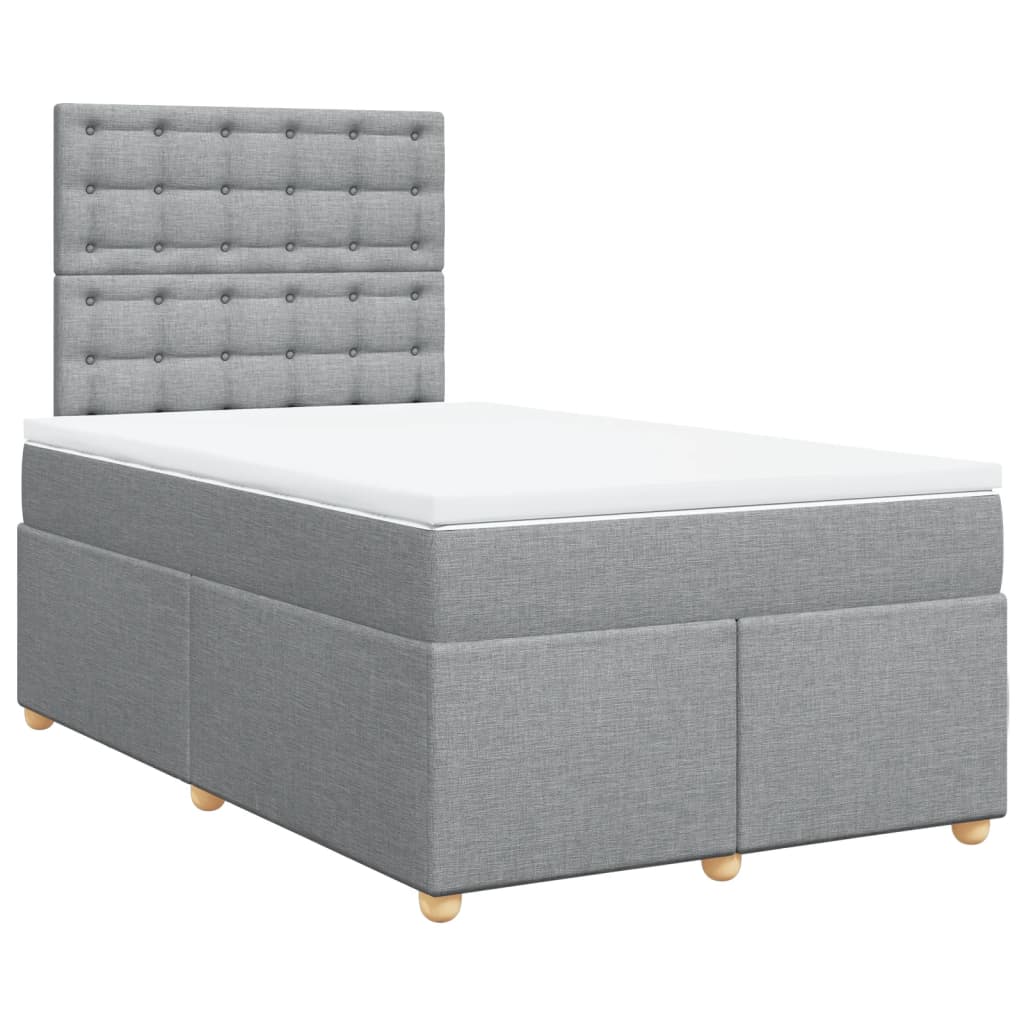 Sommier à lattes de lit et matelas gris clair 120x190 cm tissu - XIOS