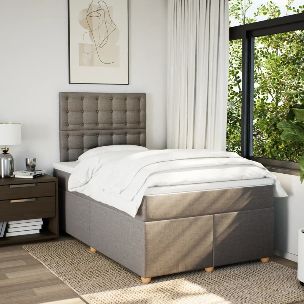 Sommier à lattes de lit avec matelas taupe 120x190 cm tissu - XIOS