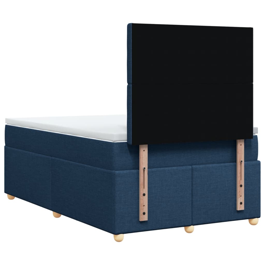 Sommier à lattes de lit avec matelas bleu 120x190 cm tissu - XIOS