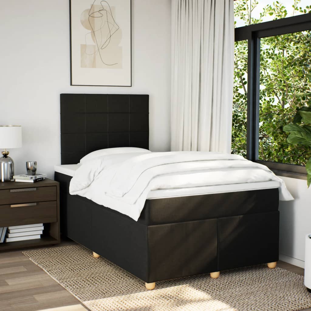 Sommier à lattes de lit avec matelas Noir 120x200 cm Tissu - XIOS