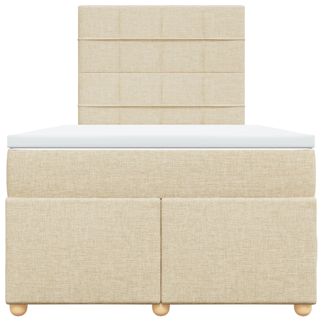 Sommier à lattes de lit avec matelas Crème 120x200 cm Tissu