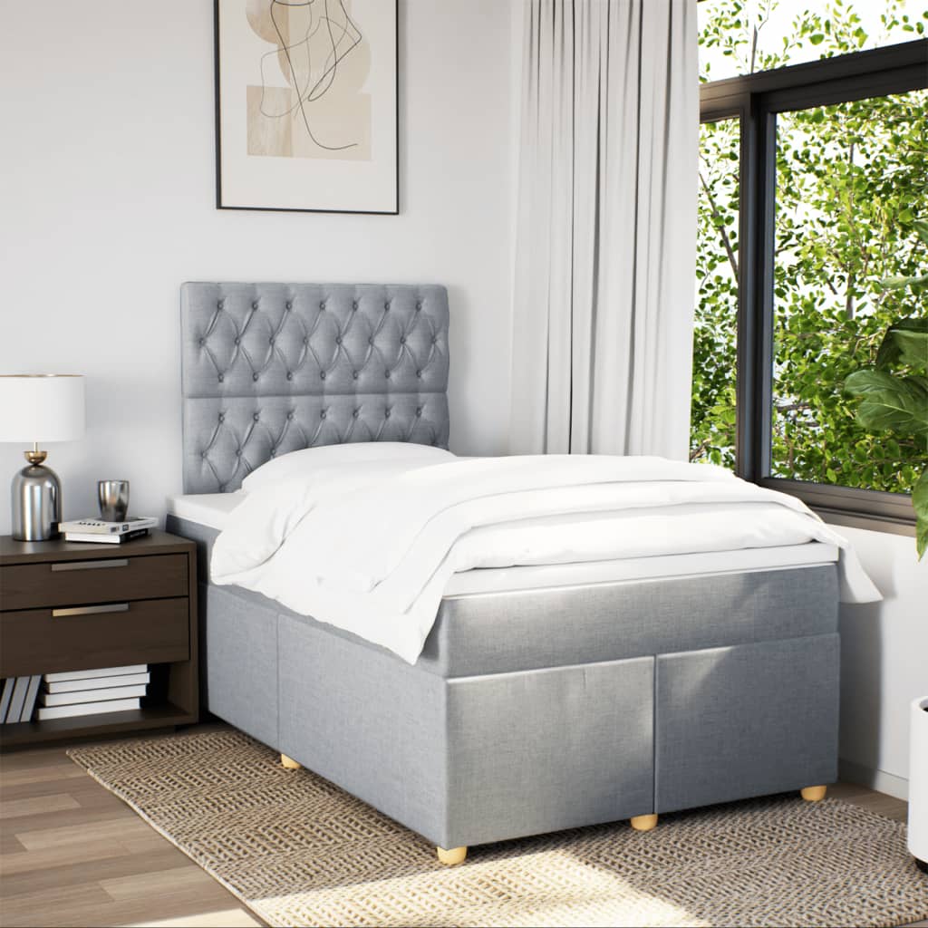 Sommier à lattes de lit avec matelas Gris clair 120x200cm Tissu - XIOS