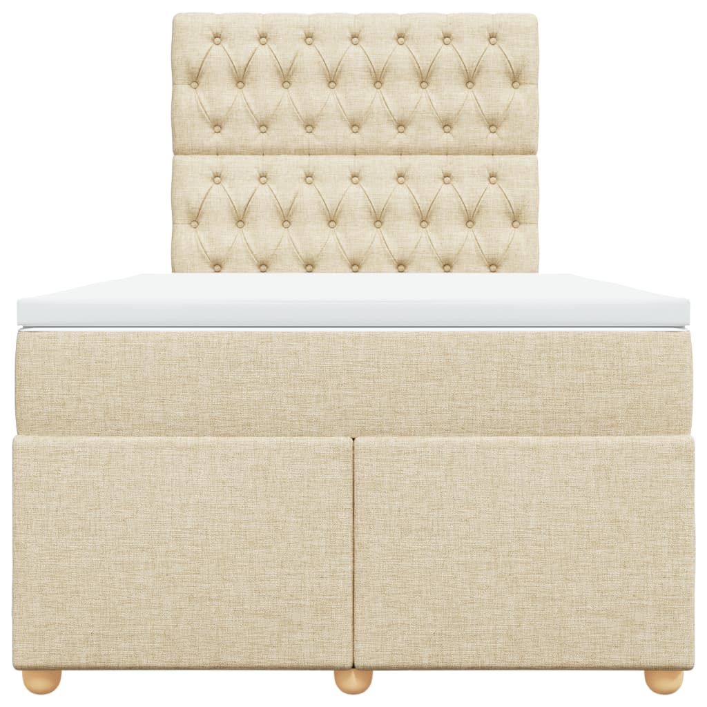 Sommier à lattes de lit avec matelas Crème 120x200 cm Tissu