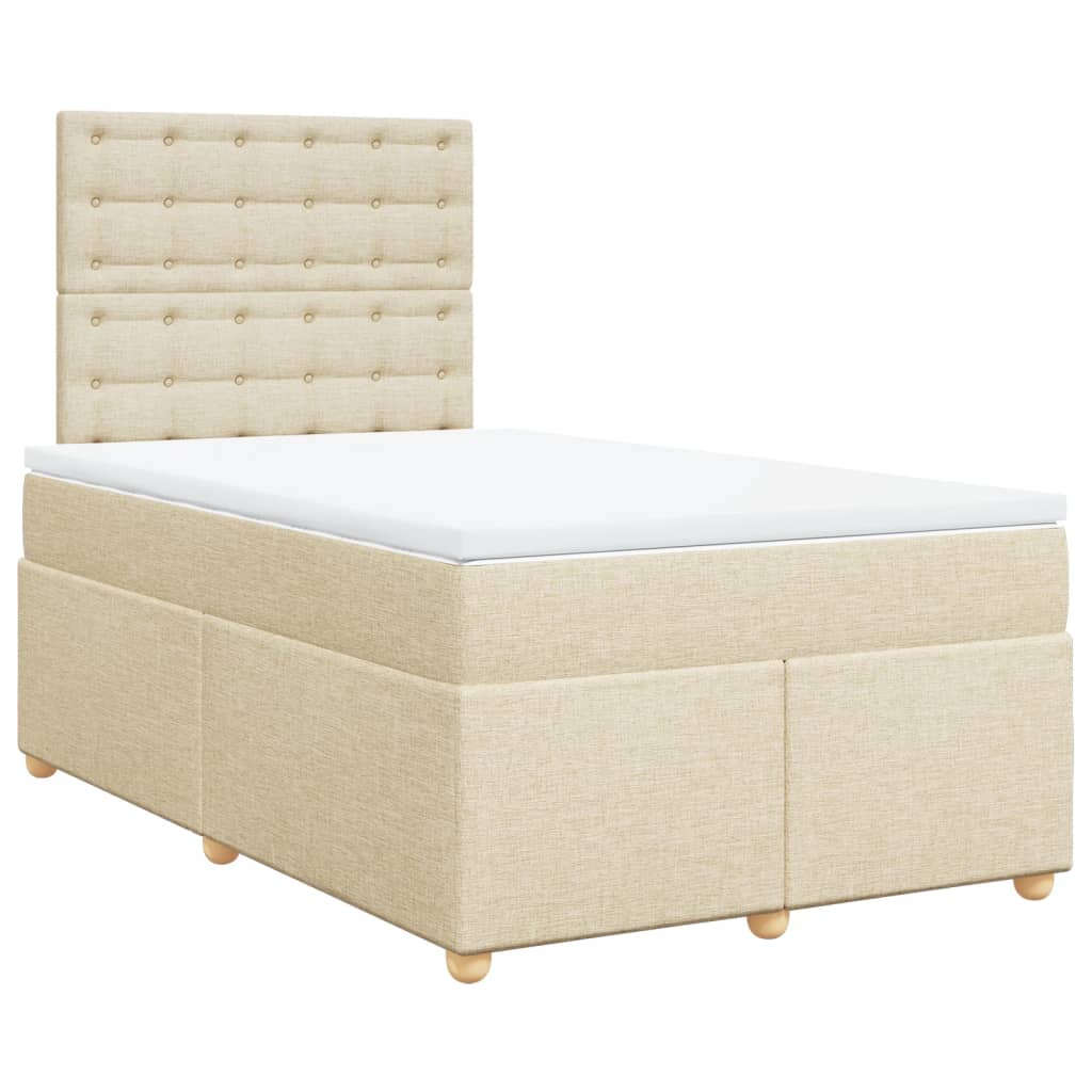 Sommier à lattes de lit avec matelas Crème 120x200 cm Tissu