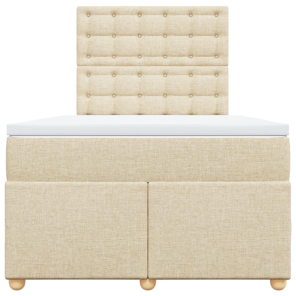 Sommier à lattes de lit avec matelas Crème 120x200 cm Tissu