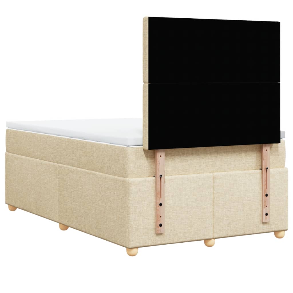Sommier à lattes de lit avec matelas Crème 120x200 cm Tissu