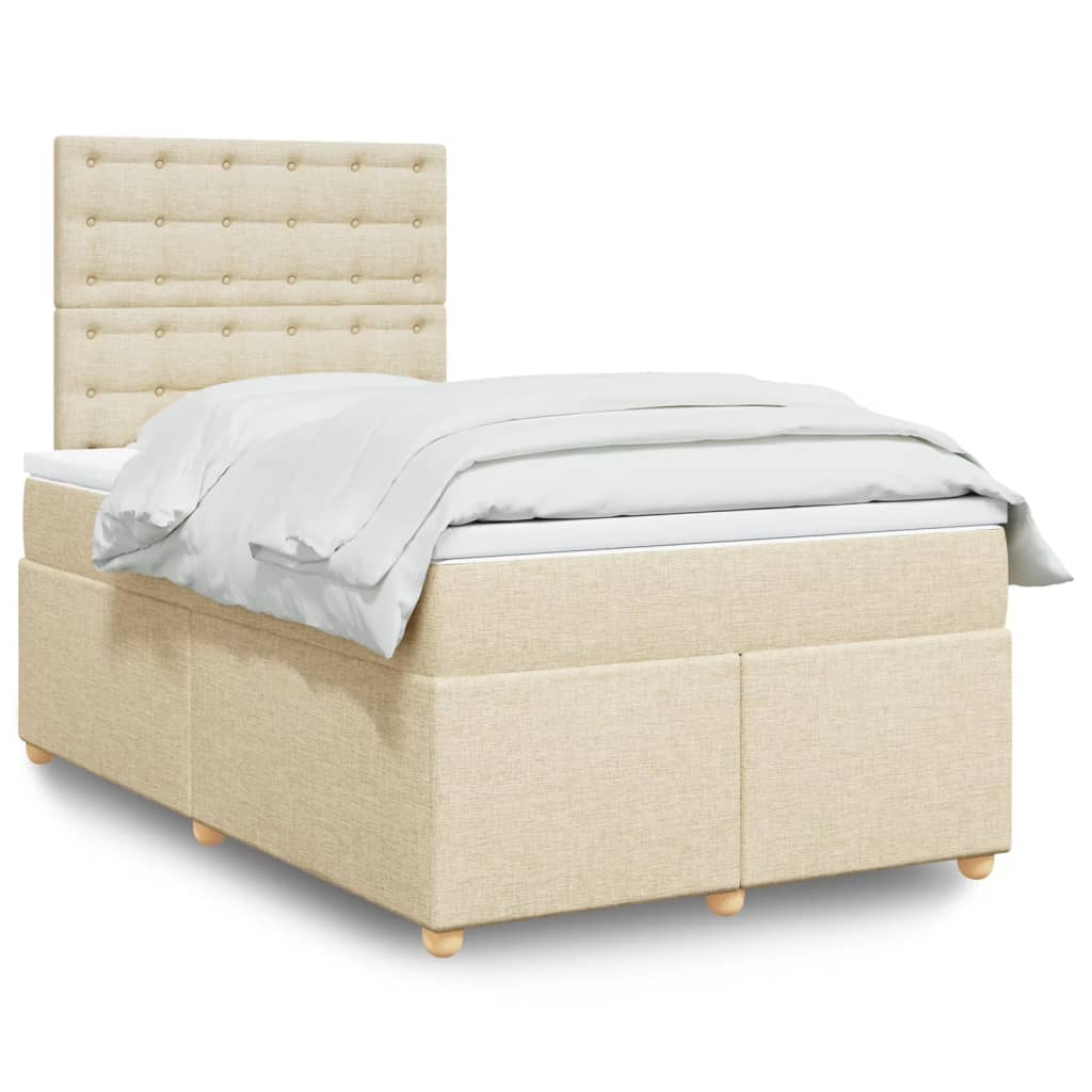 Sommier à lattes de lit avec matelas Crème 120x200 cm Tissu