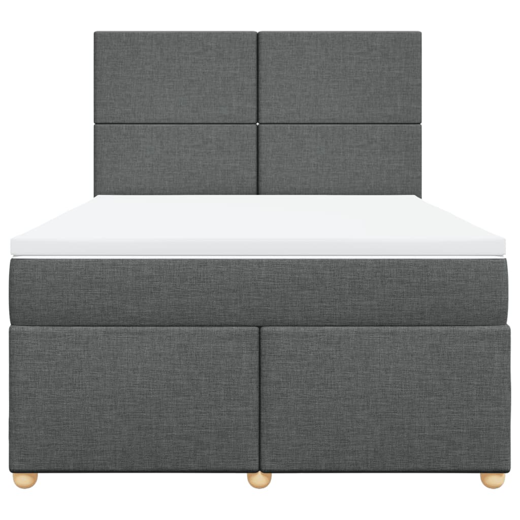Sommier à lattes de lit avec matelas Gris foncé 140x190cm Tissu - XIOS