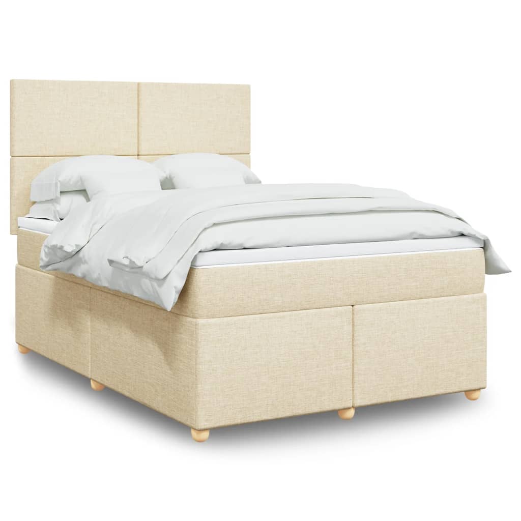 Sommier à lattes de lit avec matelas Crème 140x190 cm Tissu - XIOS