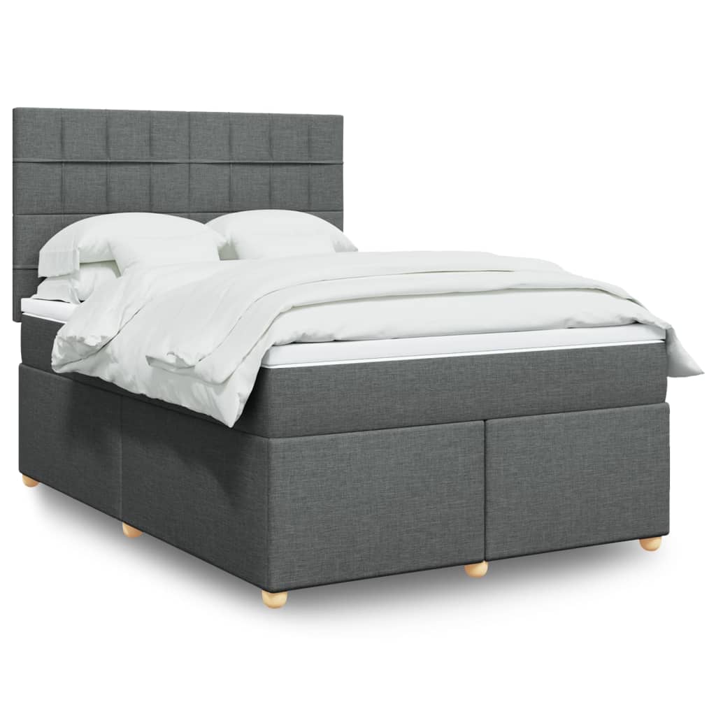 Sommier à lattes de lit avec matelas Gris foncé 140x190cm Tissu - XIOS