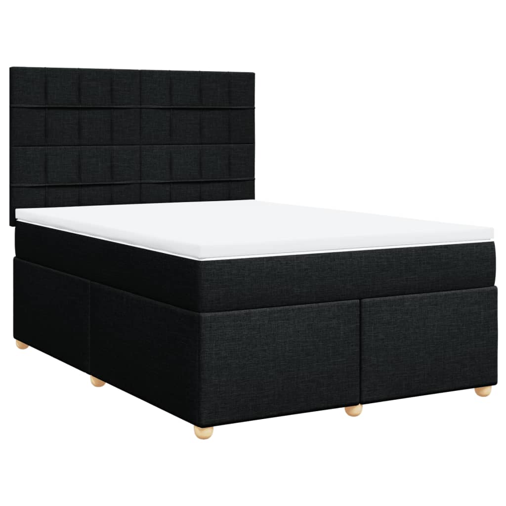 Sommier à lattes de lit avec matelas Noir 140x190 cm Tissu - XIOS
