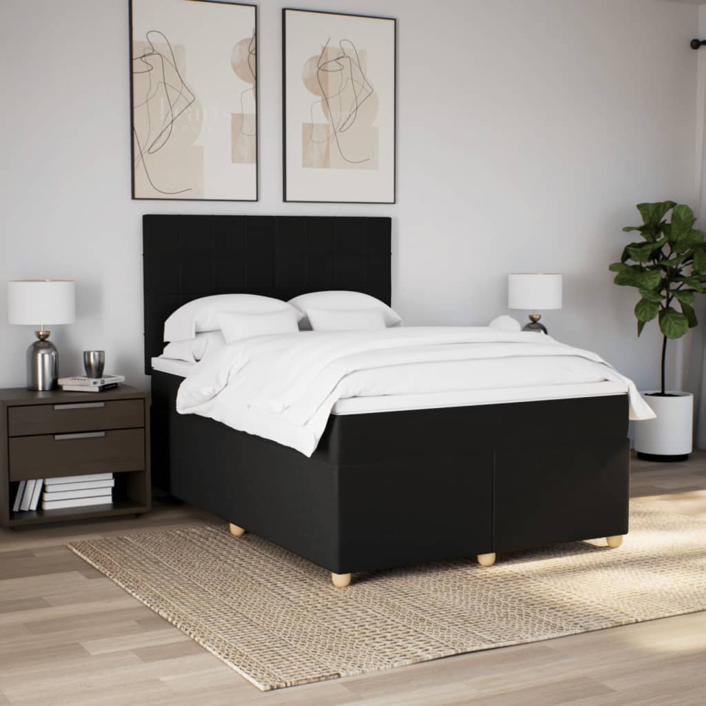 Sommier à lattes de lit avec matelas Noir 140x190 cm Tissu - XIOS