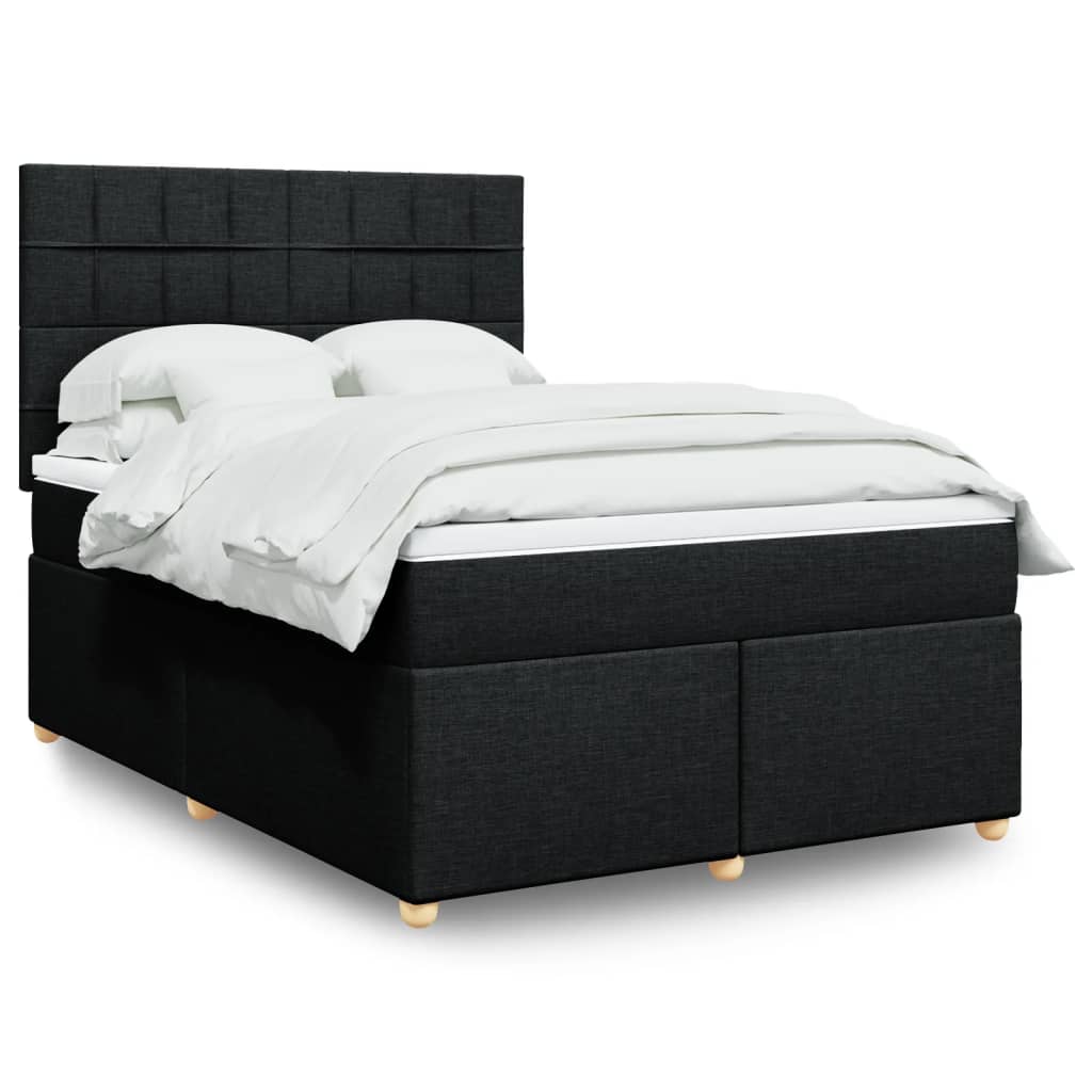 Sommier à lattes de lit avec matelas Noir 140x190 cm Tissu - XIOS