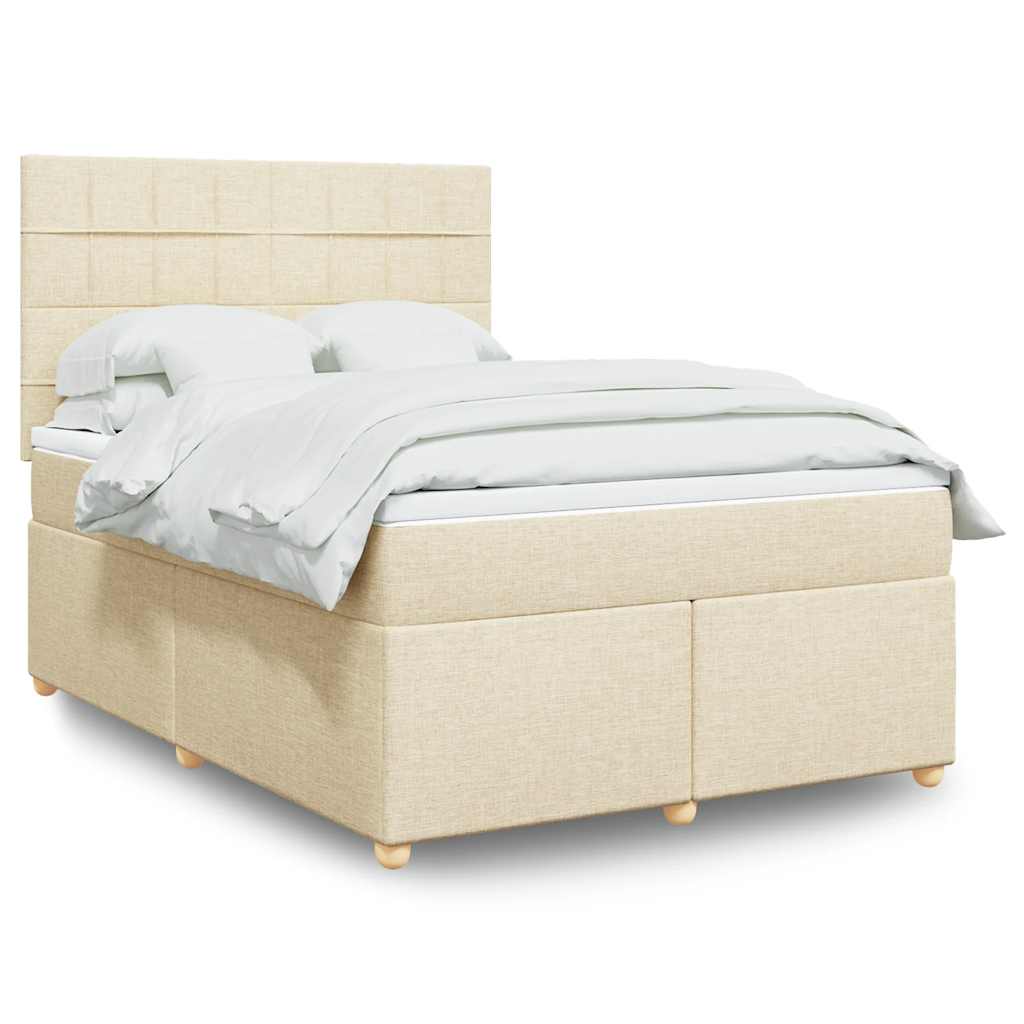 Sommier à lattes de lit avec matelas Crème 140x190 cm Tissu - XIOS
