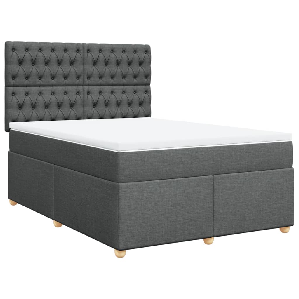 Sommier à lattes de lit avec matelas Gris foncé 140x190cm Tissu - XIOS