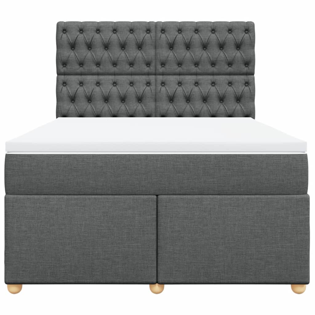 Sommier à lattes de lit avec matelas Gris foncé 140x190cm Tissu - XIOS