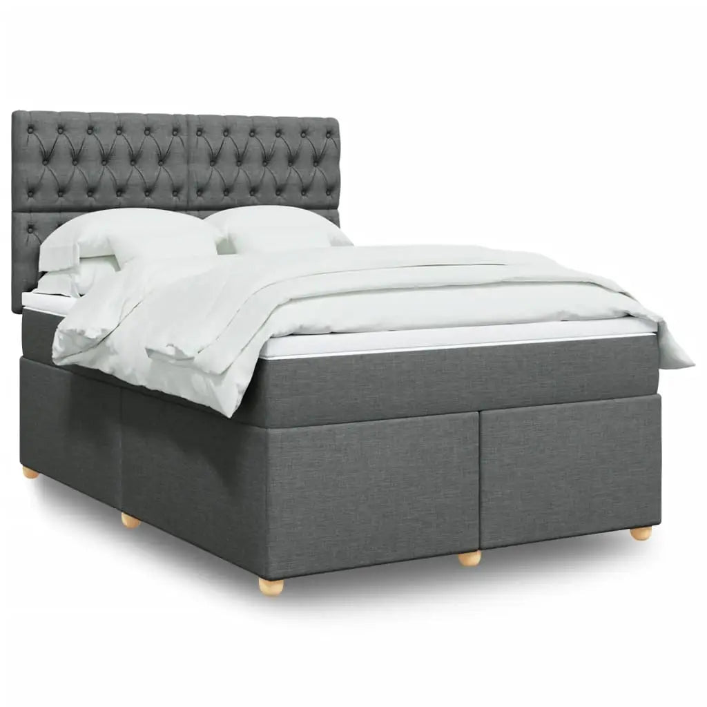 Sommier à lattes de lit avec matelas Gris foncé 140x190cm Tissu - XIOS