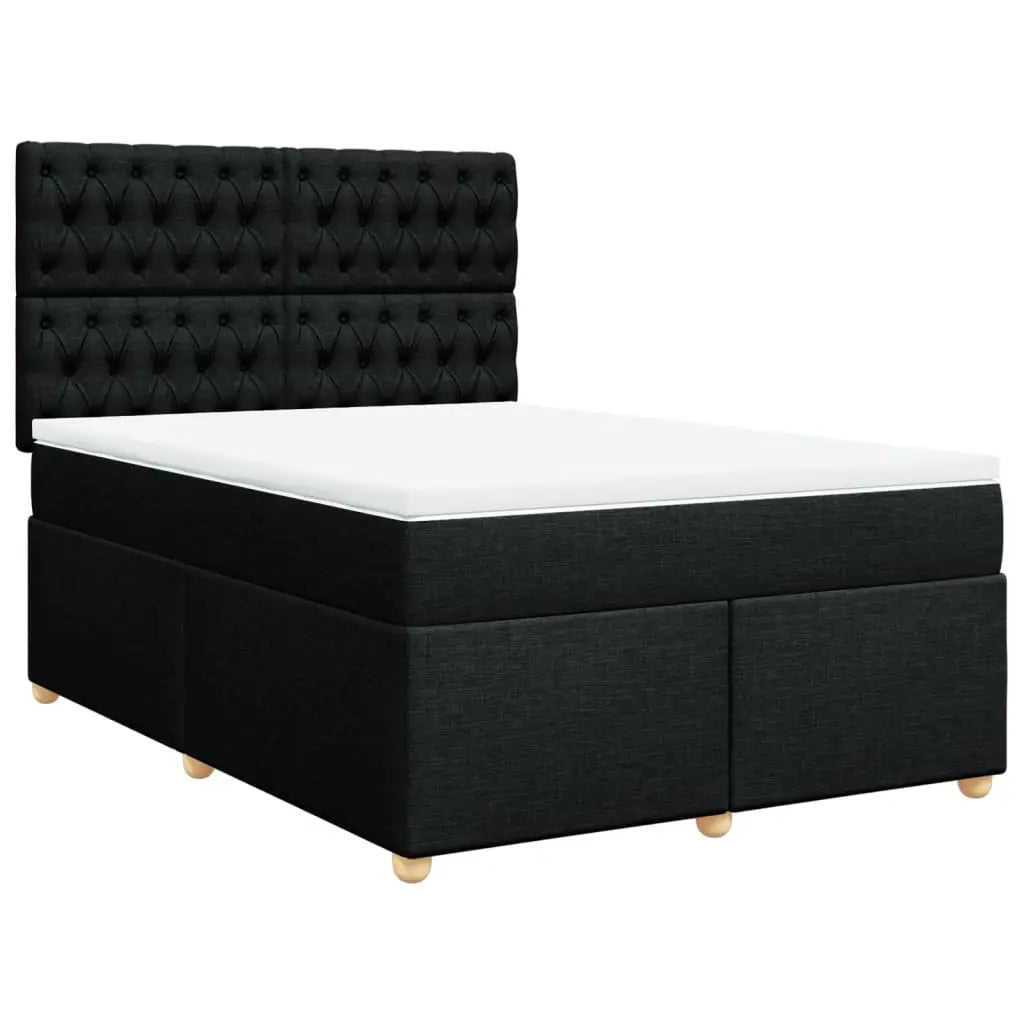 Sommier à lattes de lit avec matelas Noir 140x190 cm Tissu - XIOS