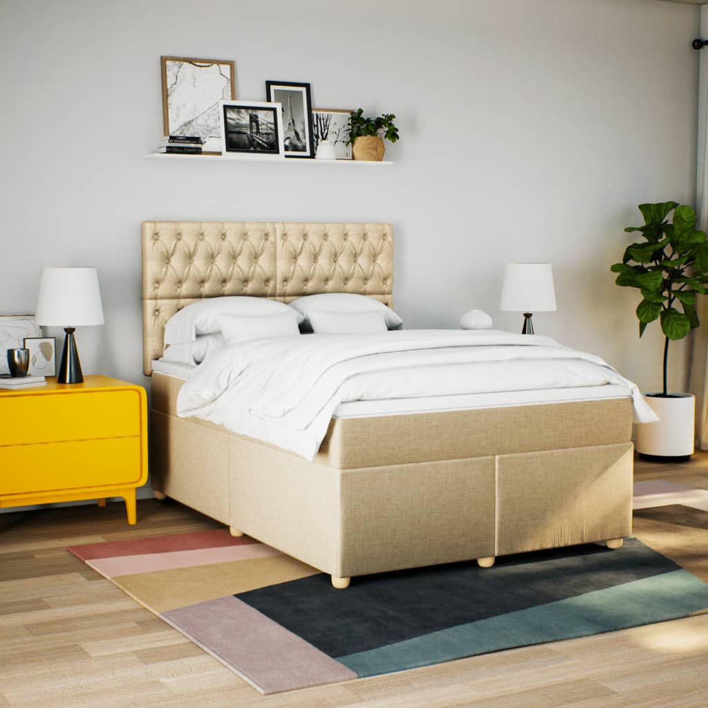 Sommier à lattes de lit avec matelas Crème 140x190 cm Tissu - XIOS