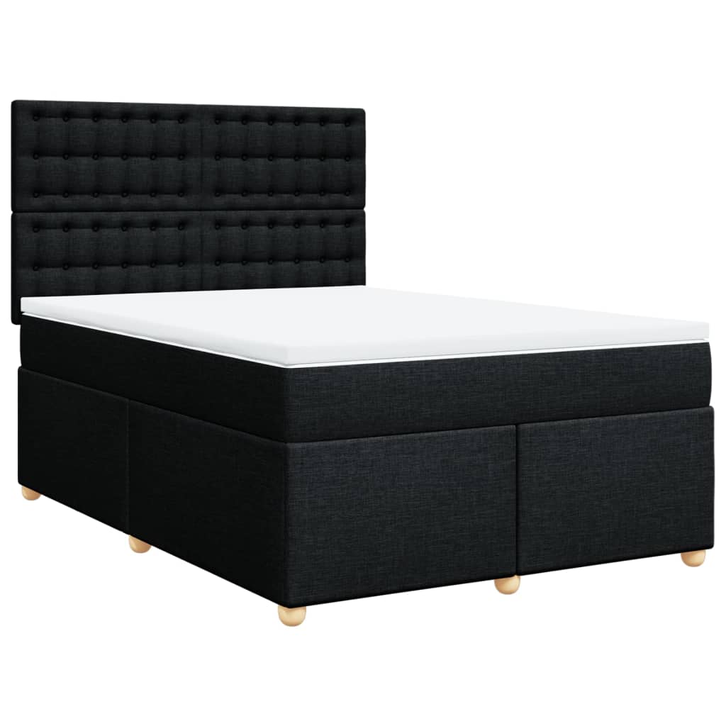 Sommier à lattes de lit avec matelas Noir 140x190 cm Tissu - XIOS