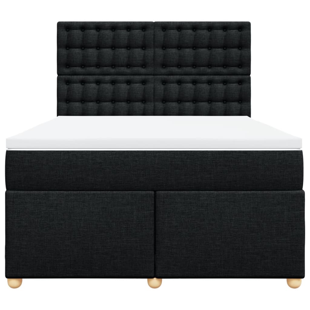 Sommier à lattes de lit avec matelas Noir 140x190 cm Tissu - XIOS