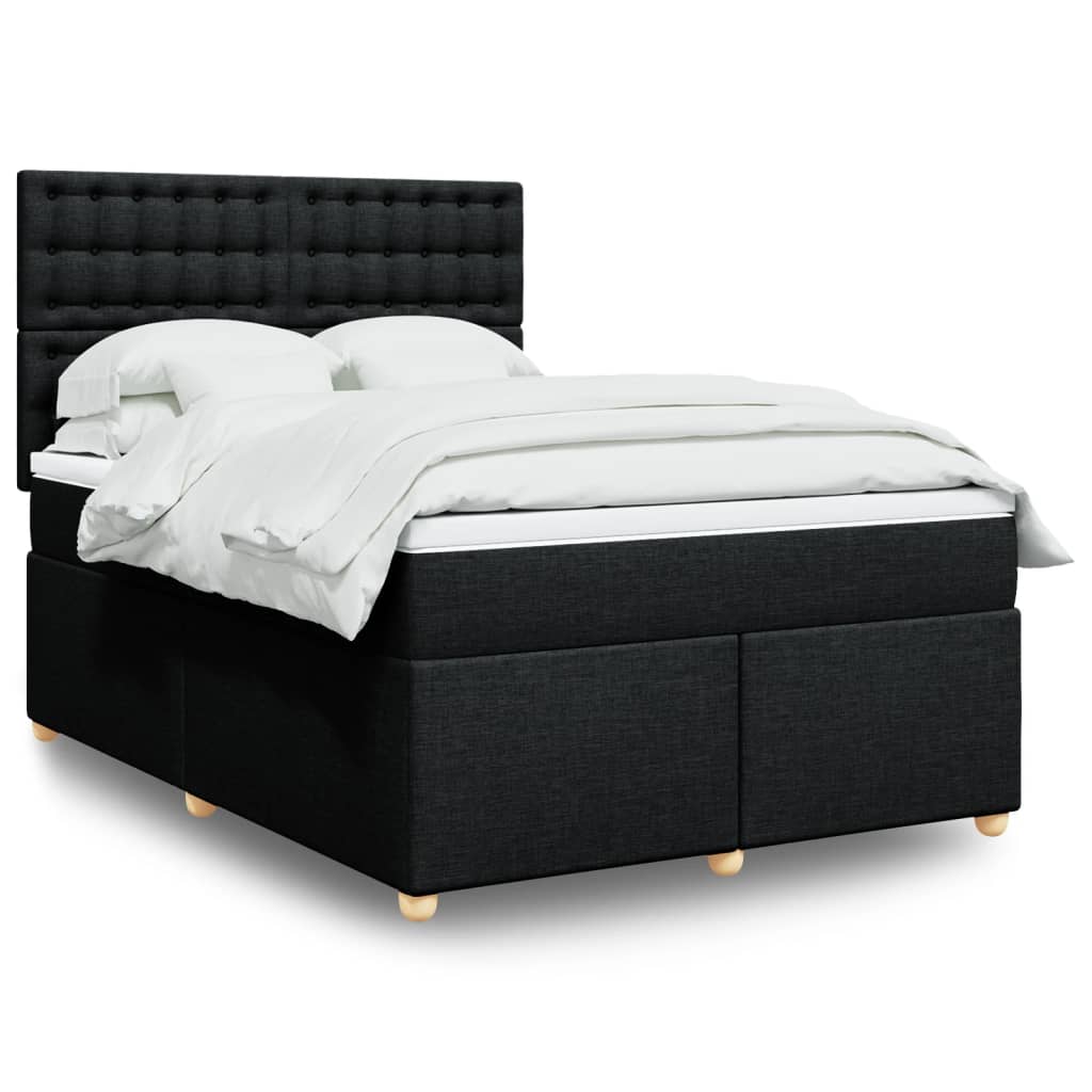 Sommier à lattes de lit avec matelas Noir 140x190 cm Tissu - XIOS