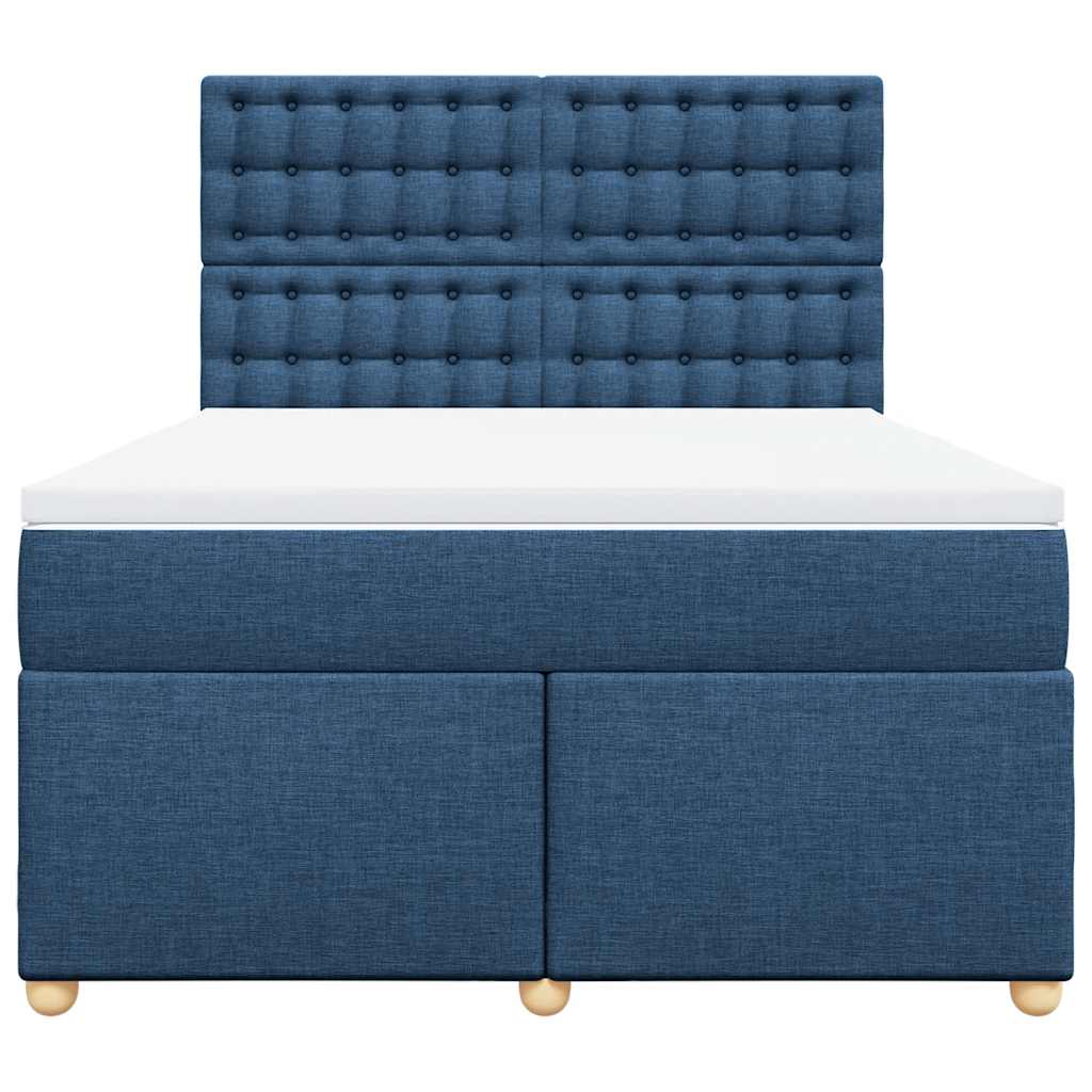 Sommier à lattes de lit avec matelas Bleu 140x190 cm Tissu