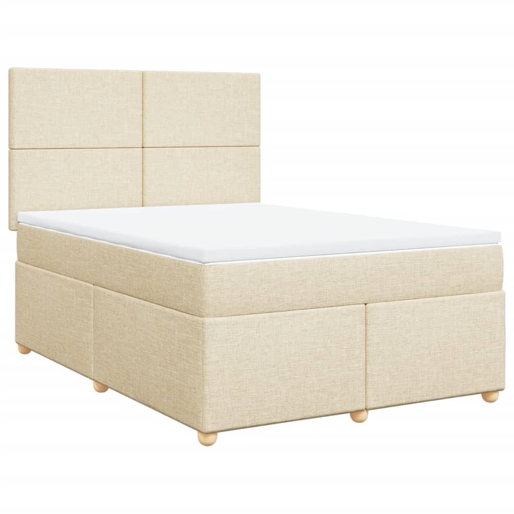 Sommier à lattes de lit avec matelas Crème 140x200 cm Tissu