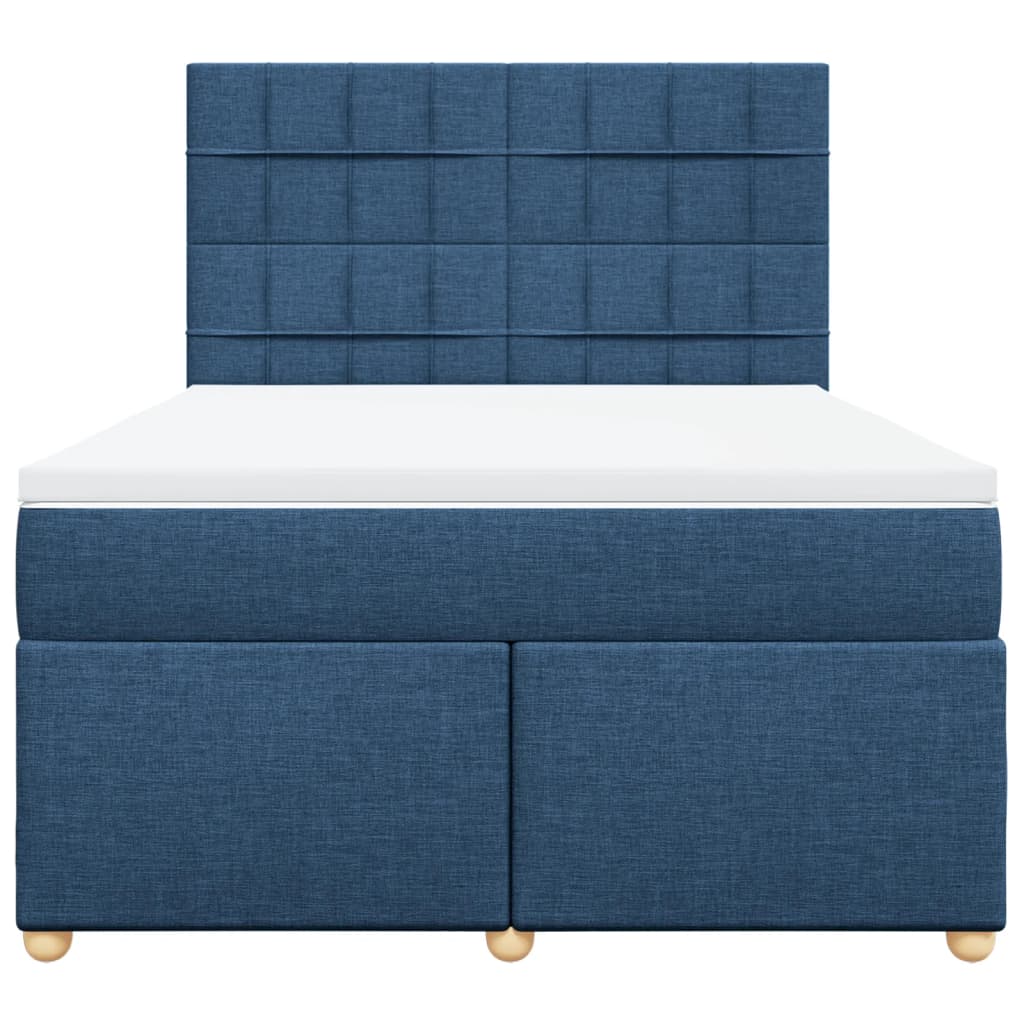 Sommier à lattes de lit avec matelas Bleu 140x200 cm Tissu - XIOS