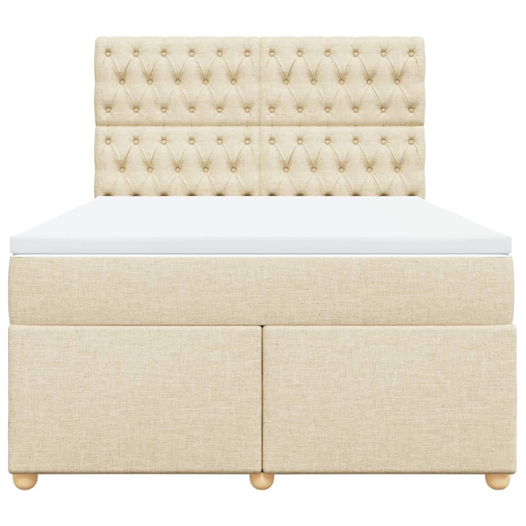 Sommier à lattes de lit avec matelas Crème 140x200 cm Tissu - XIOS