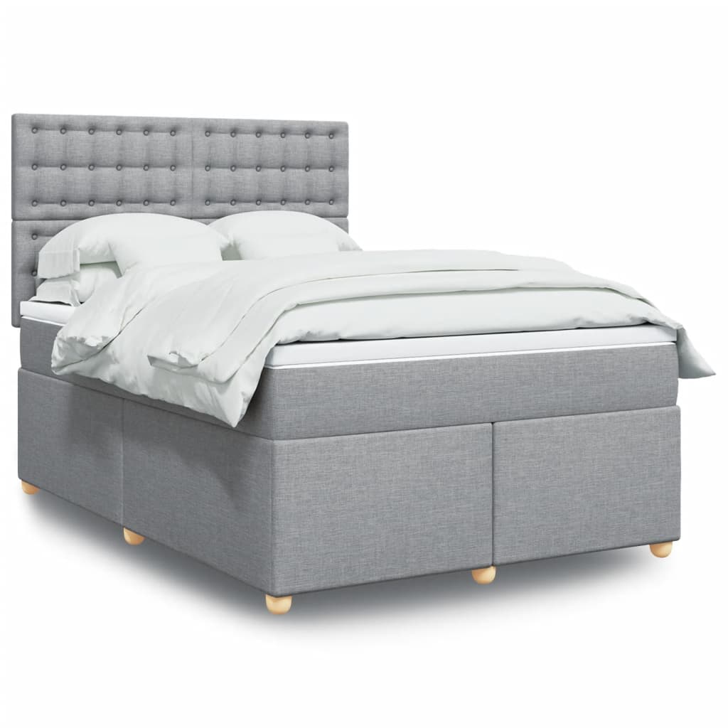 Sommier à lattes de lit avec matelas Gris clair 140x200cm Tissu - XIOS