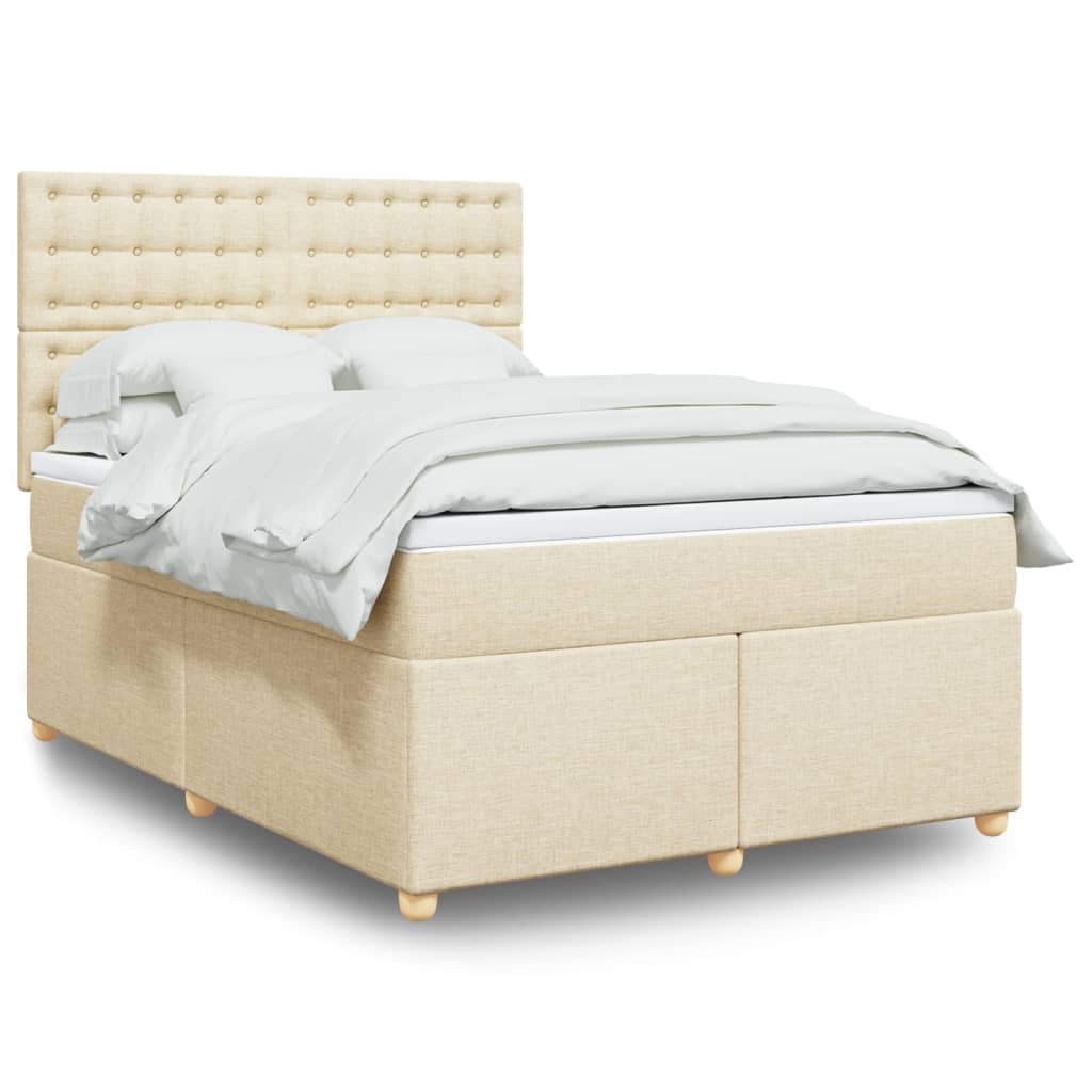 Sommier à lattes de lit avec matelas Crème 140x200 cm Tissu - XIOS