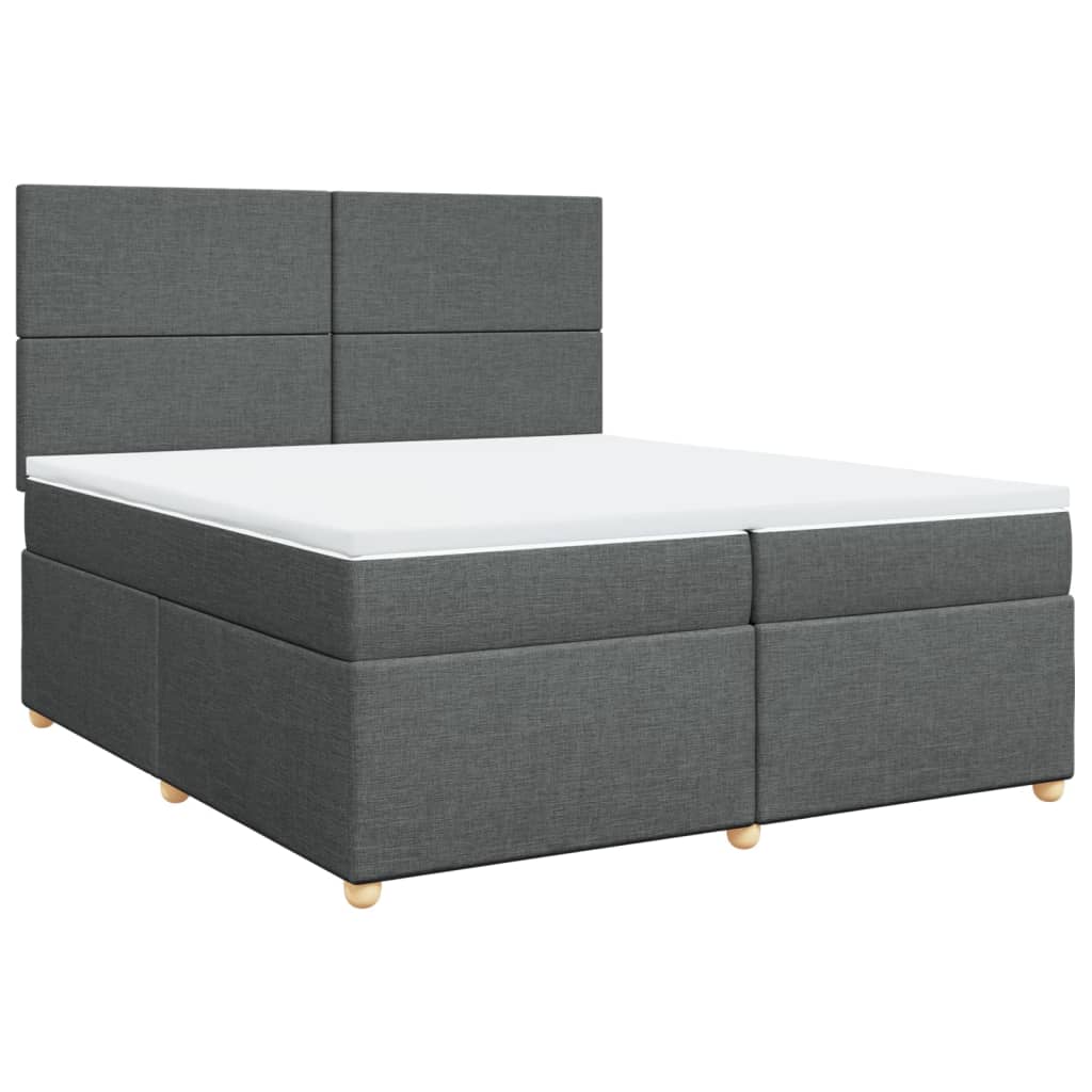 Sommier à lattes de lit avec matelas Gris foncé 200x200cm Tissu - XIOS