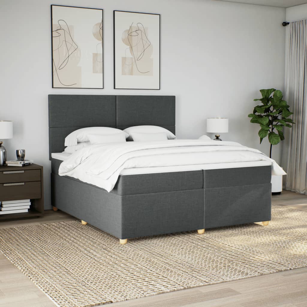 Sommier à lattes de lit avec matelas Gris foncé 200x200cm Tissu - XIOS