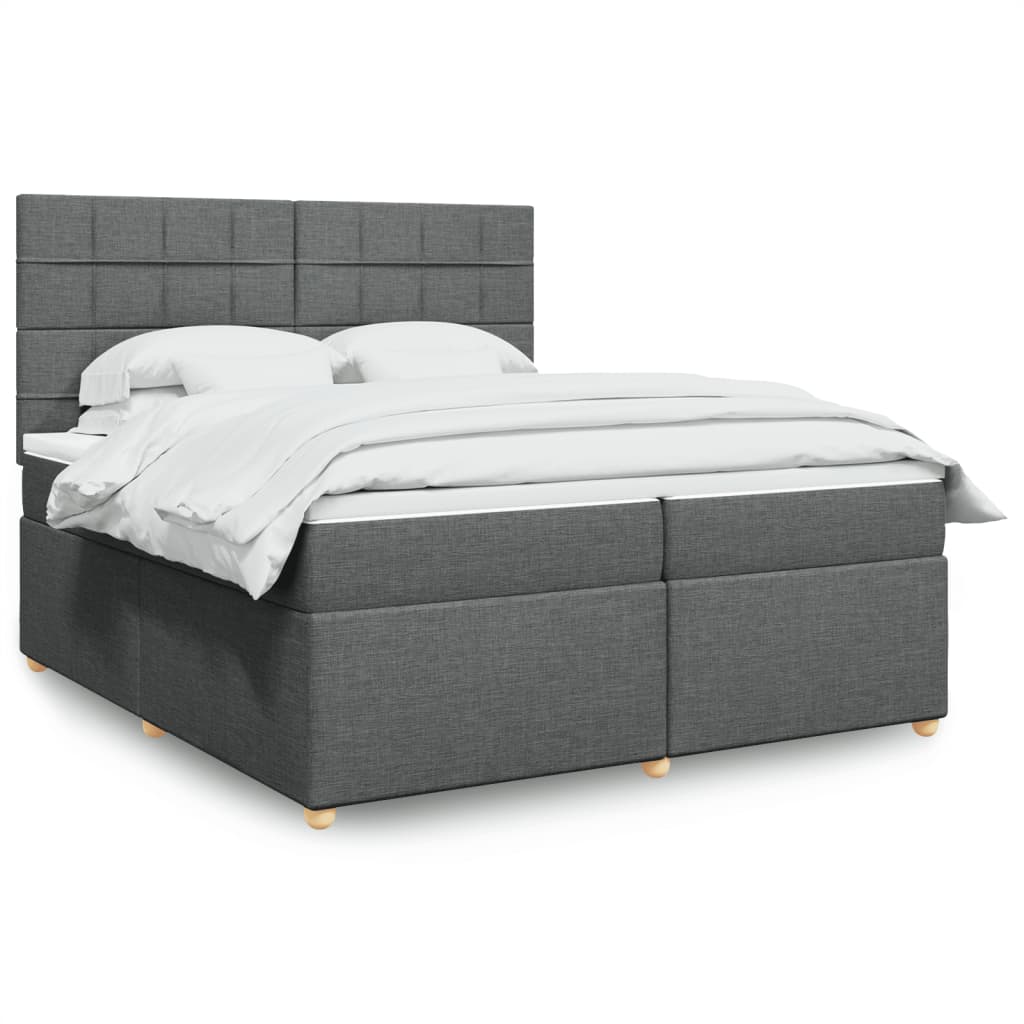 Sommier à lattes de lit avec matelas Gris foncé 200x200cm Tissu - XIOS