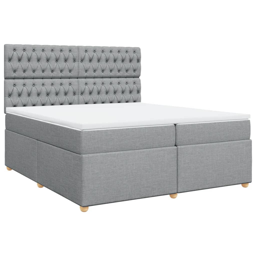 Sommier à lattes de lit avec matelas Gris clair 200x200cm Tissu - XIOS
