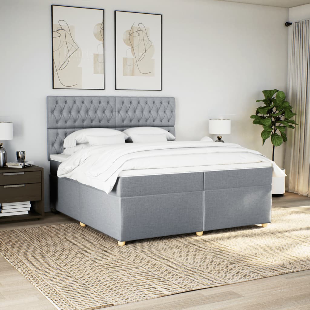 Sommier à lattes de lit avec matelas Gris clair 200x200cm Tissu - XIOS